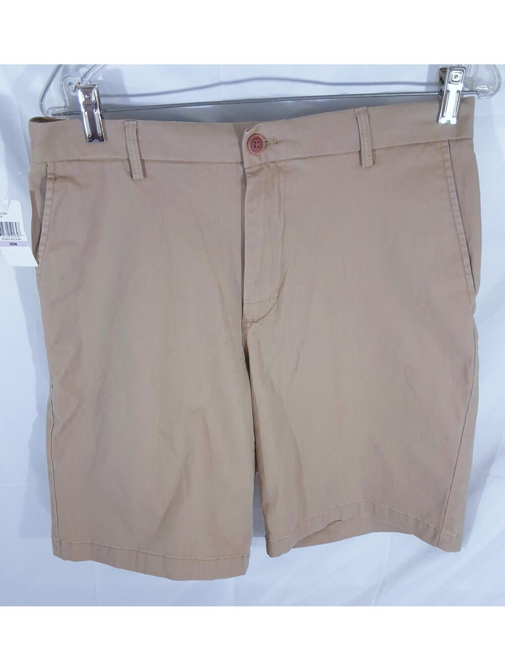 IZOD Cedarwood KHAKI Shorts FLAT Front 32W  10" Inseam Brand-NEW With Tag